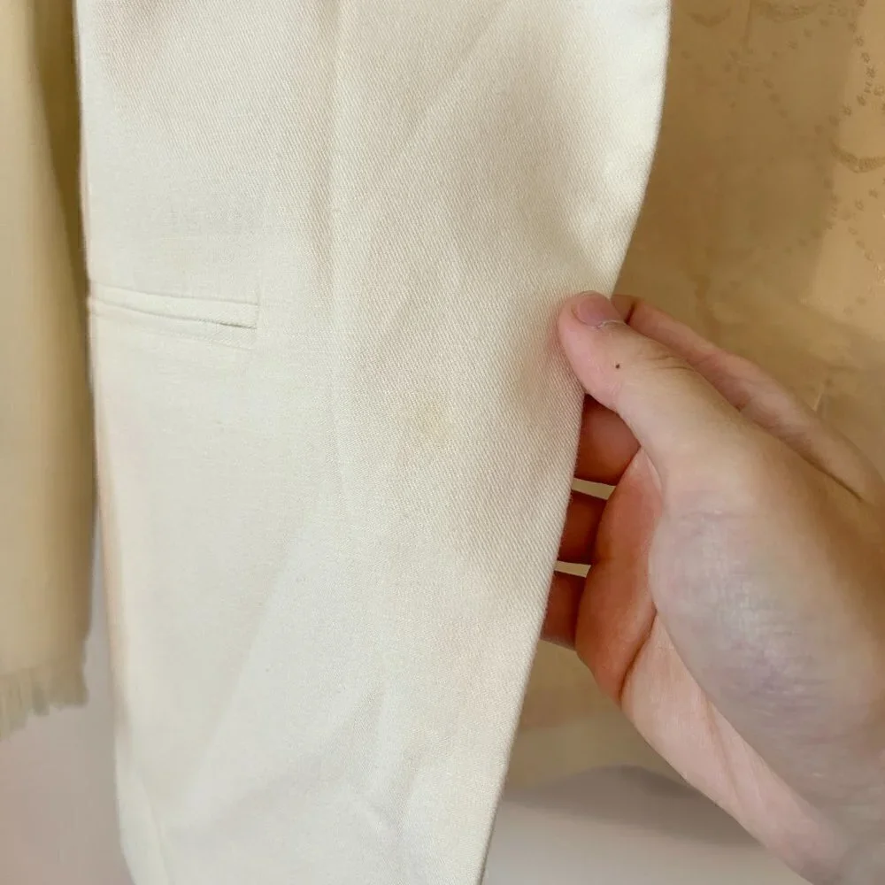 Zadig & Voltaire Volly Frange Ivory Open Front Blazer Jacket Size 36 - Picture 9 of 12